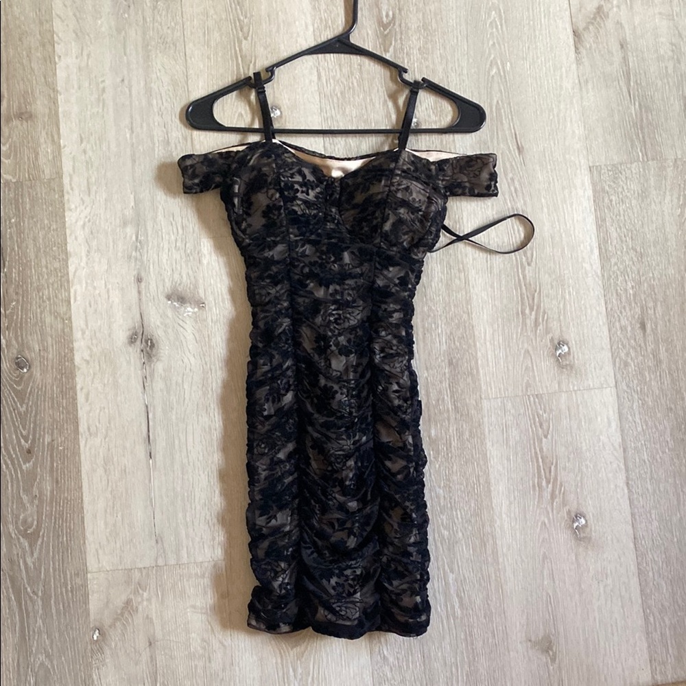 Elegant Black Lace Off-Shoulder Dress